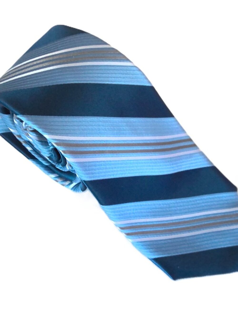 Jos A Bank RESERVE Men's Neck Tie Silk Shades of Blue & Silver Striped Classic